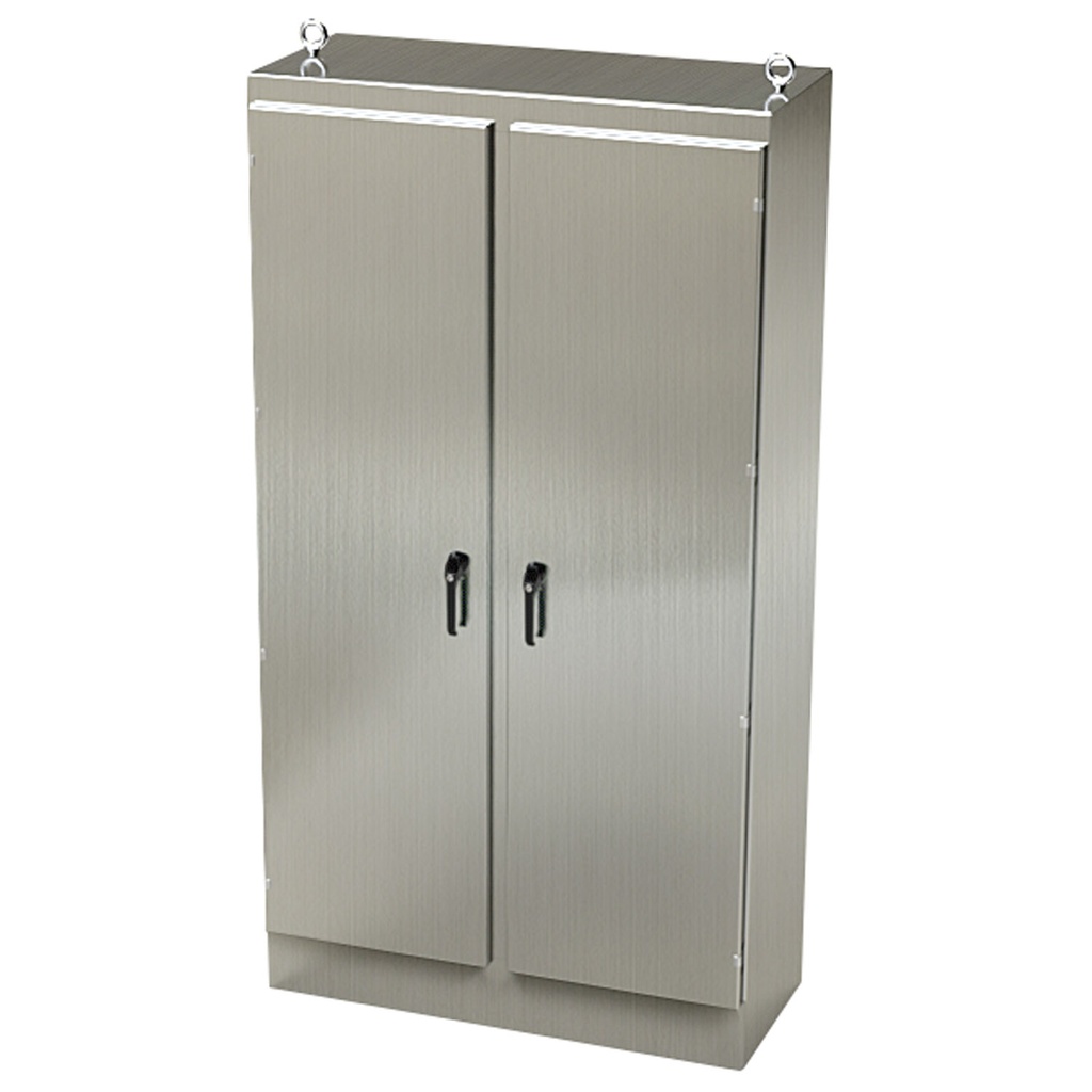 NEMA 4X Enclosure, Free Standing, 90" H x 48" W x 20" D, 304 Stainless Steel