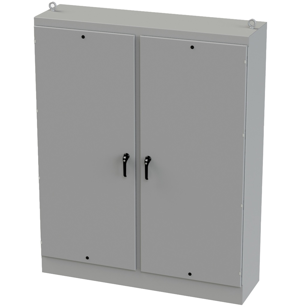 NEMA 12 Enclosure, Free Standing, 90" H x 72" W x 20" D, Carbon Steel, Powder Coat gray