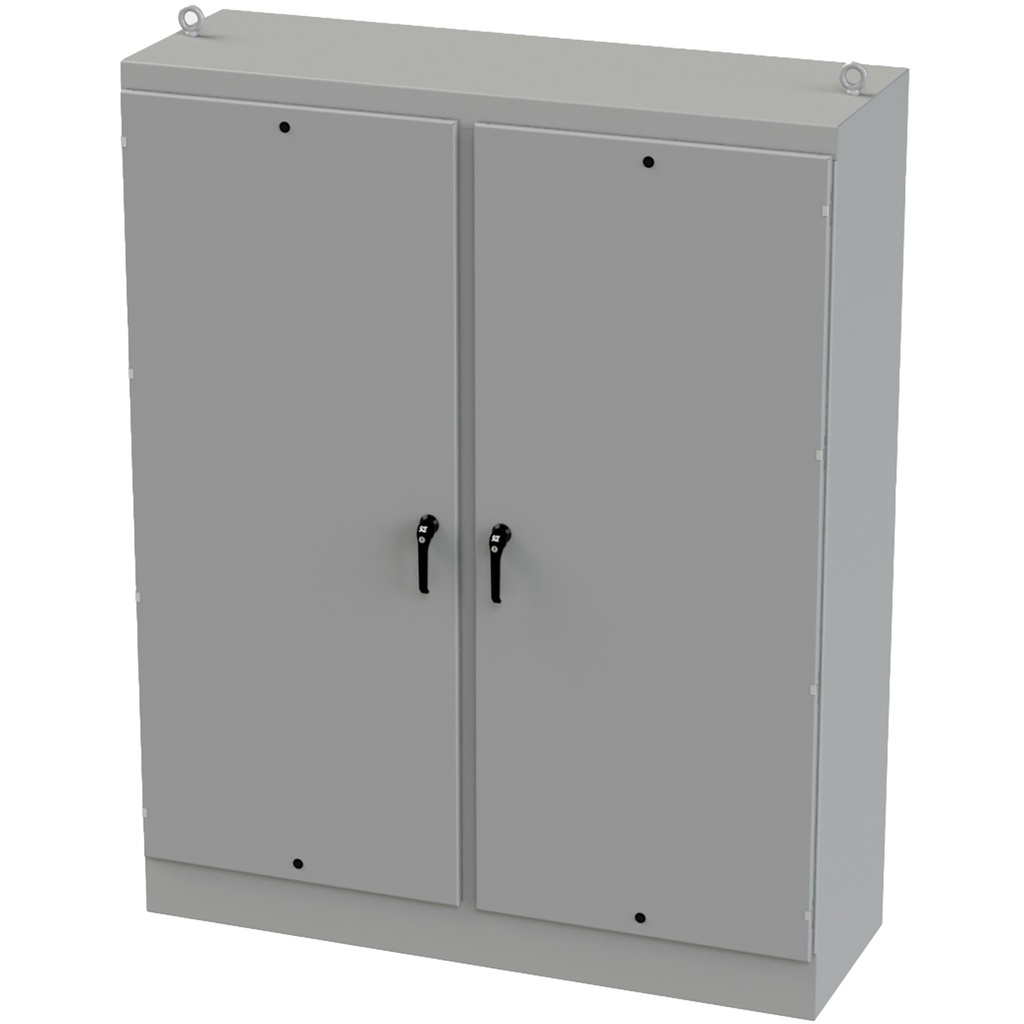 NEMA 12 Enclosure, Free Standing, 90" H x 72" W x 24" D, Carbon Steel, Powder Coat gray