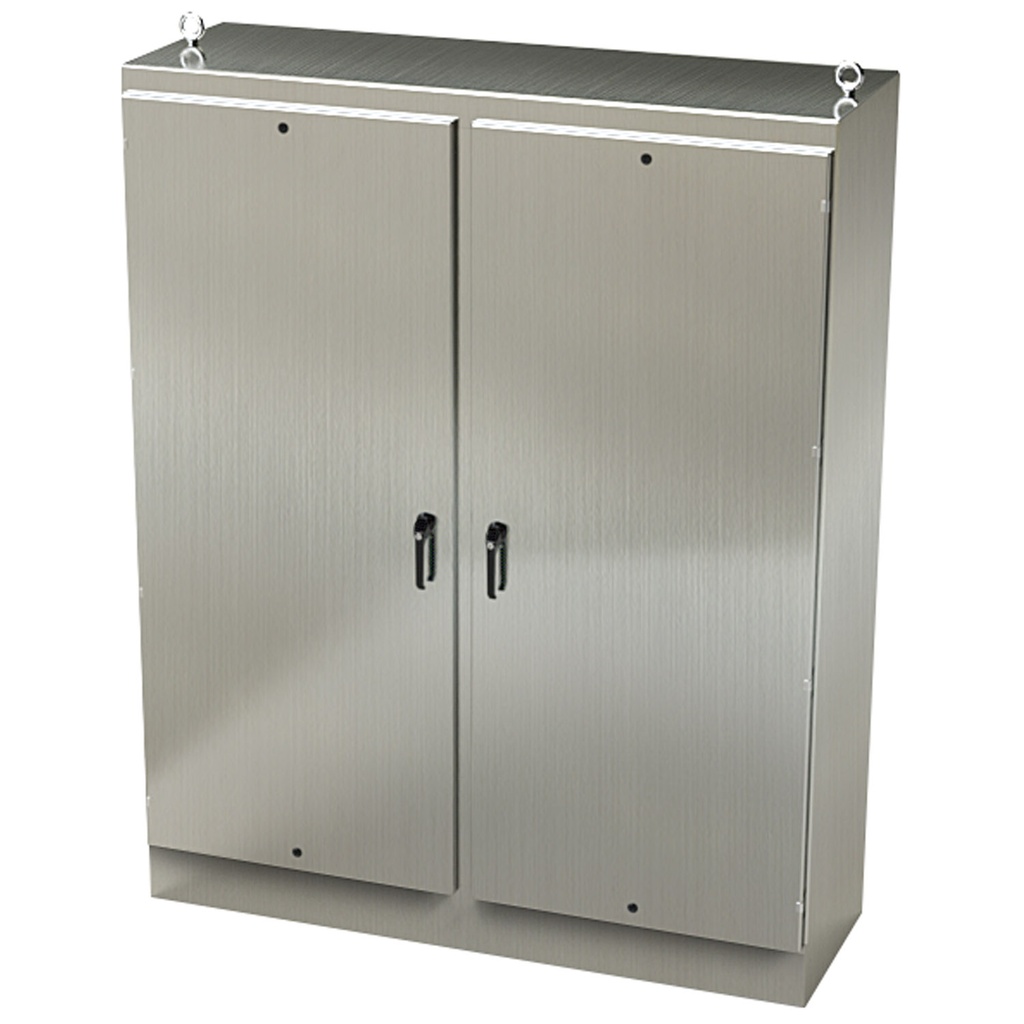 NEMA 4X Enclosure, Free Standing, 90" H x 72" W x 24" D, 304 Stainless Steel