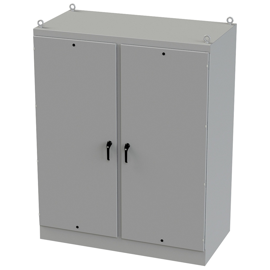 NEMA 12 Enclosure, Free Standing, 90" H x 72" W x 36" D, Carbon Steel, Powder Coat gray