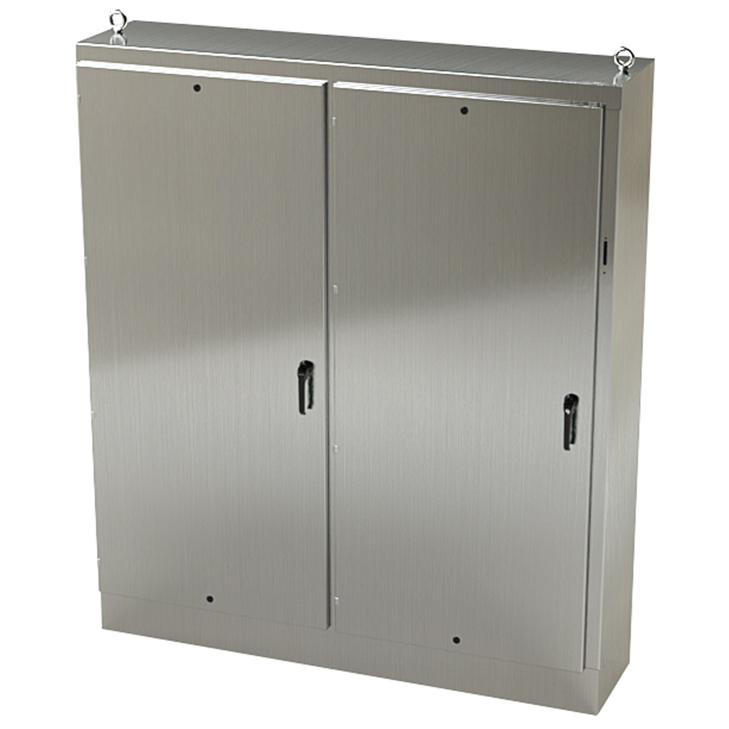 NEMA 4X Enclosure, Free Standing, 90" H x 78" W x 18" D, 304 Stainless Steel