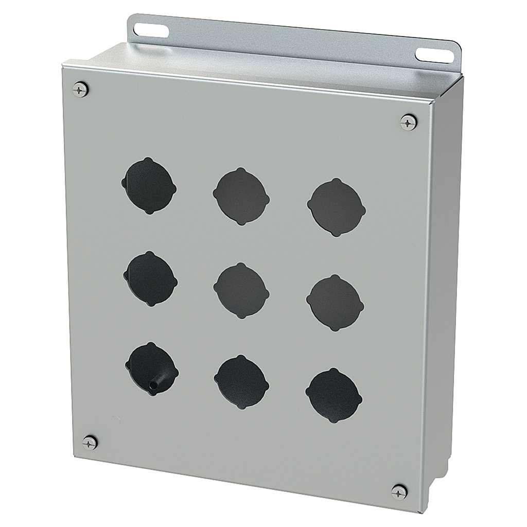 Push Button Enclosure, 30.5mm, 9 Hole, 304 Stainless Steel, NEMA 4X