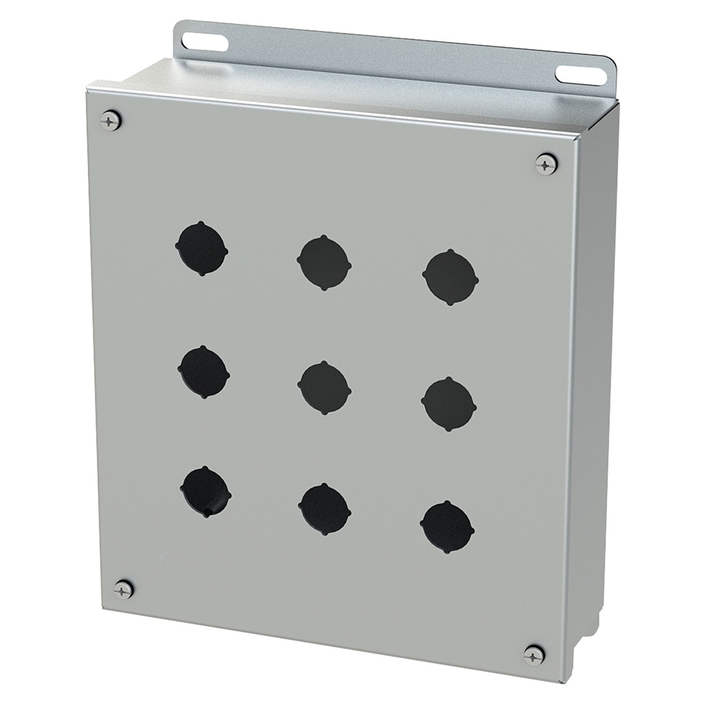 Push Button Enclosure, 22.5mm, 9 Hole, 304 Stainless Steel, NEMA 4X