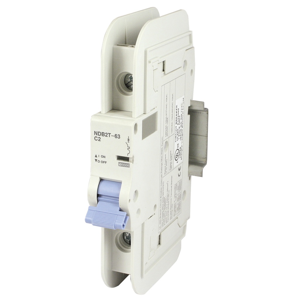 2 Amp, 1 Pole, 120/277V AC, 60V DC, Trip Curve: C, DIN Rail Mount-Miniature Circuit Breaker, UL489