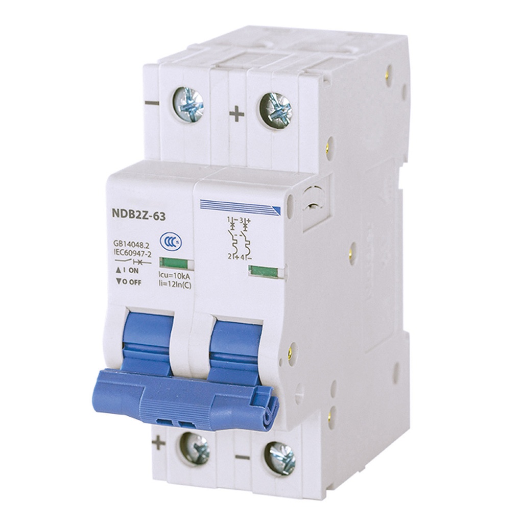 1 Amp, 2 Pole, 250V DC, Trip Curve: C, DIN Rail Mount-Miniature Circuit Breaker, UL1077