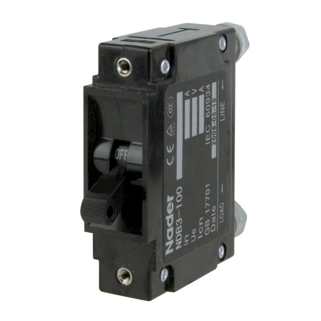 100 Amp, 1 Pole, 250V AC, Trip Curve: C, Rack & Panel Mount Screw, Hydraulic Magnetic Circuit Breaker, UL1077