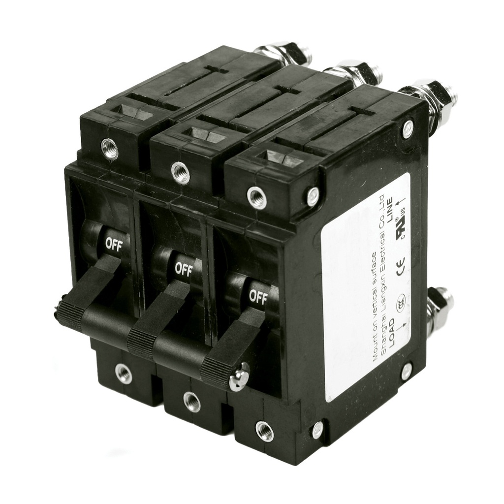 100 Amp, 3 Pole, 480V AC, Trip Curve: C, Rack & Panel Mount Screw, Hydraulic Magnetic Circuit Breaker, UL1077