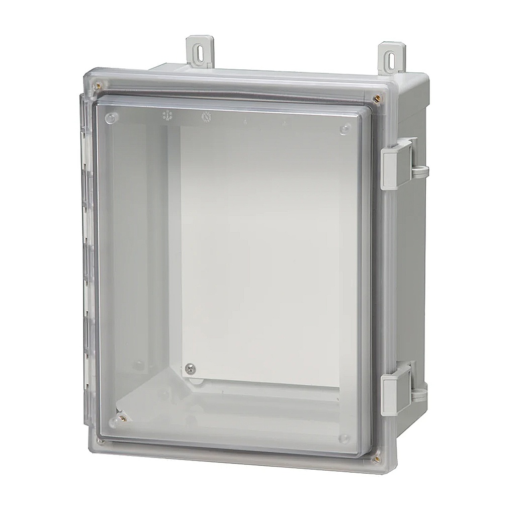 Poly Enclosure, Clear Hinged Cover, Quick Latch,10x10x6 Inch