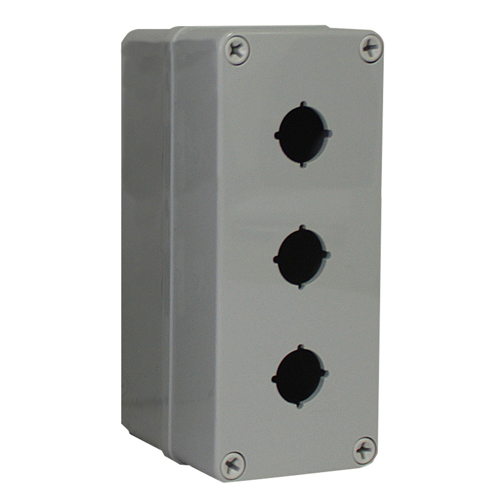 Push Button Enclosure, Three 30mm holes, Gray Cover, 9.1x3.2x3.4 Inches