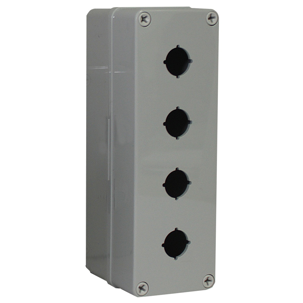 Push Button Enclosure, Four 22mm holes, Gray Cover, 6.7x3.2x3.4 Inches