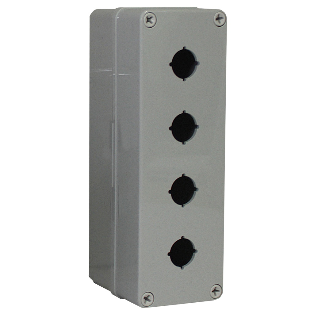 Push Button Enclosure, Four 30mm holes, Gray Cover, 6.7x5.5x3.7 Inches