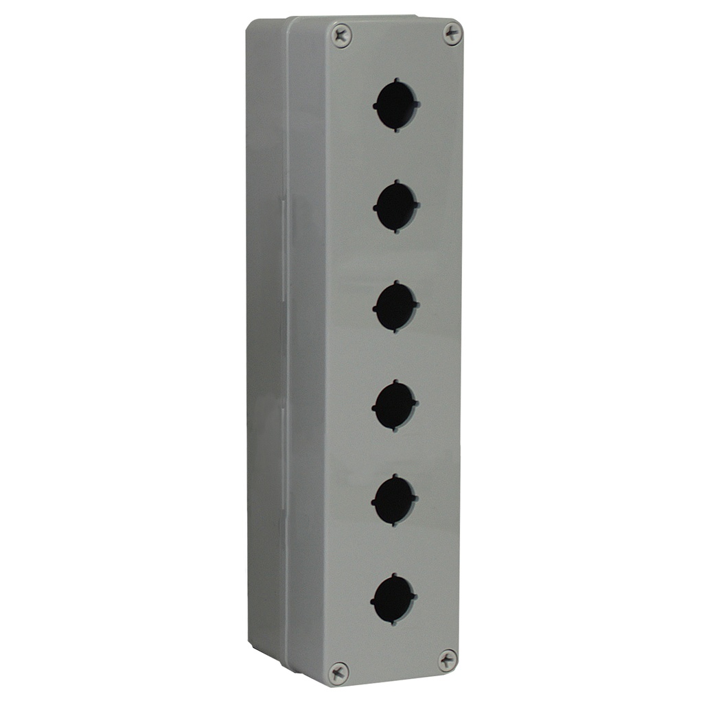 Push Button Enclosure, Six 30mm holes, Gray Cover, 9.1x5.5x3.7 Inches