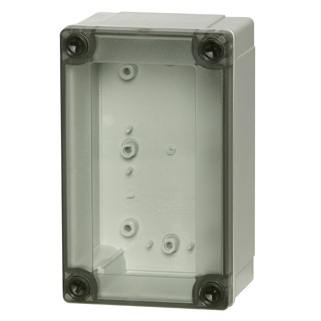 Plastic Enclosure Box, NEMA 4X, Smoked Clear Cover, 5x3x5 Inch