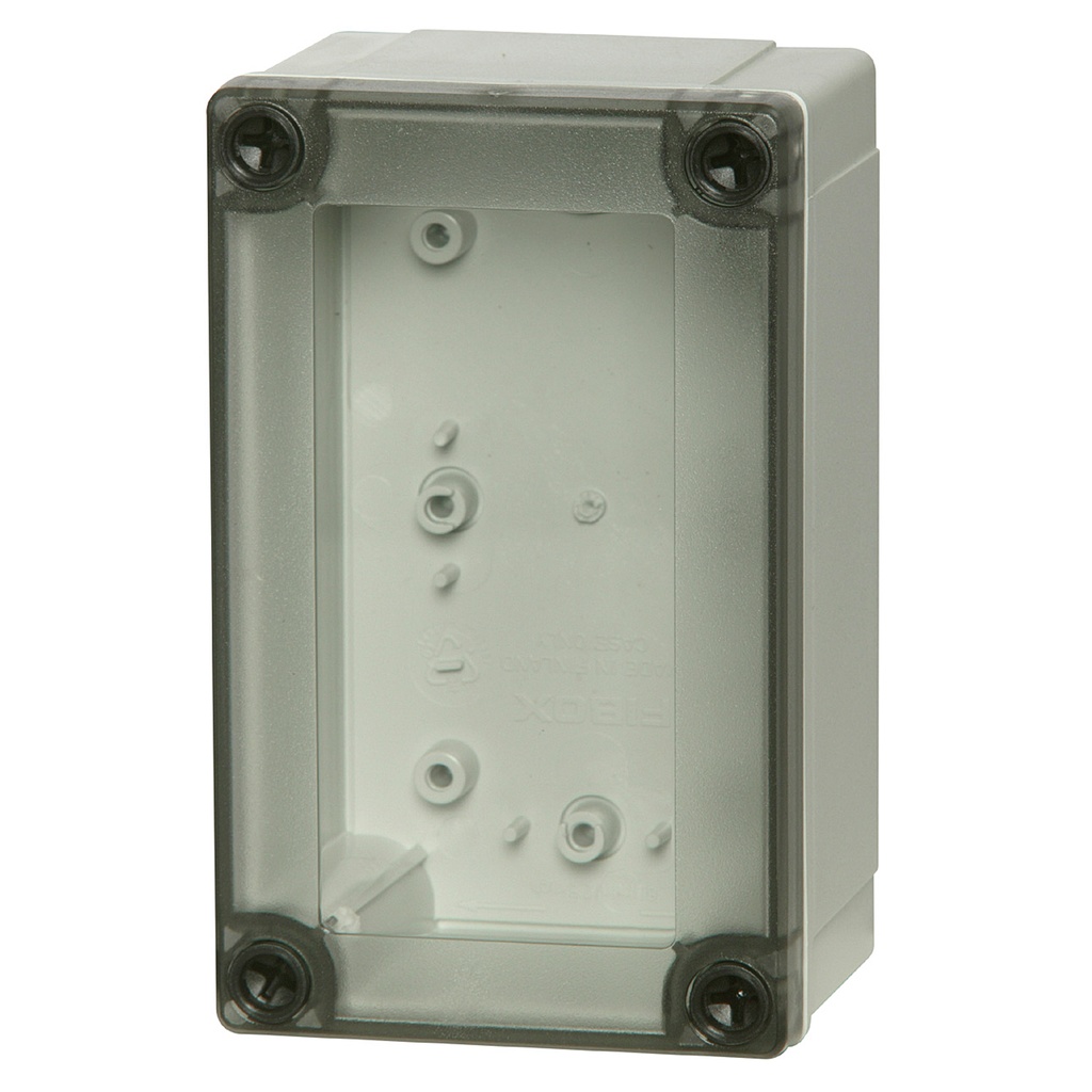 Plastic Enclosure Box, NEMA 4X, Smoked Clear Cover, 5x3x2.5 Inch