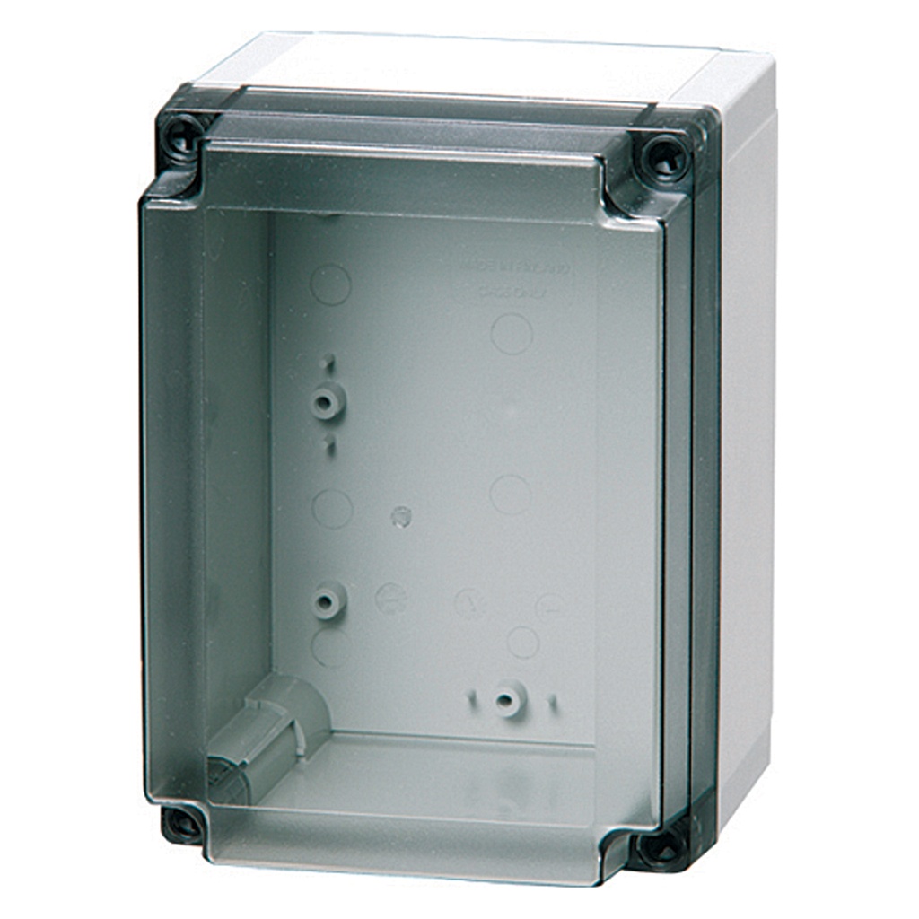 Plastic Enclosure Box, NEMA 4X, Smoked Clear Cover, 7x5x4 Inch