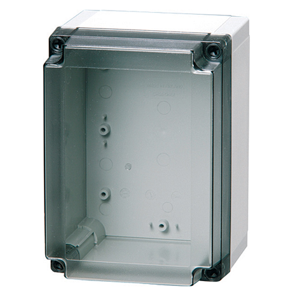 Plastic Enclosure Box, NEMA 4X, Smoked Clear Cover, 7x5x3 Inch