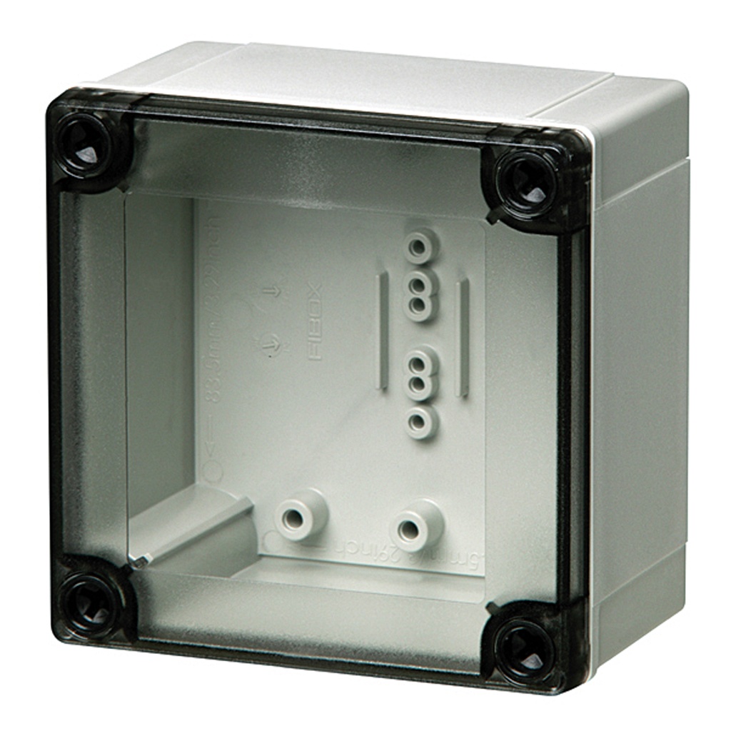 Plastic Enclosure Box, NEMA 4X, Smoked Clear Cover, 4x4x2.5 Inch