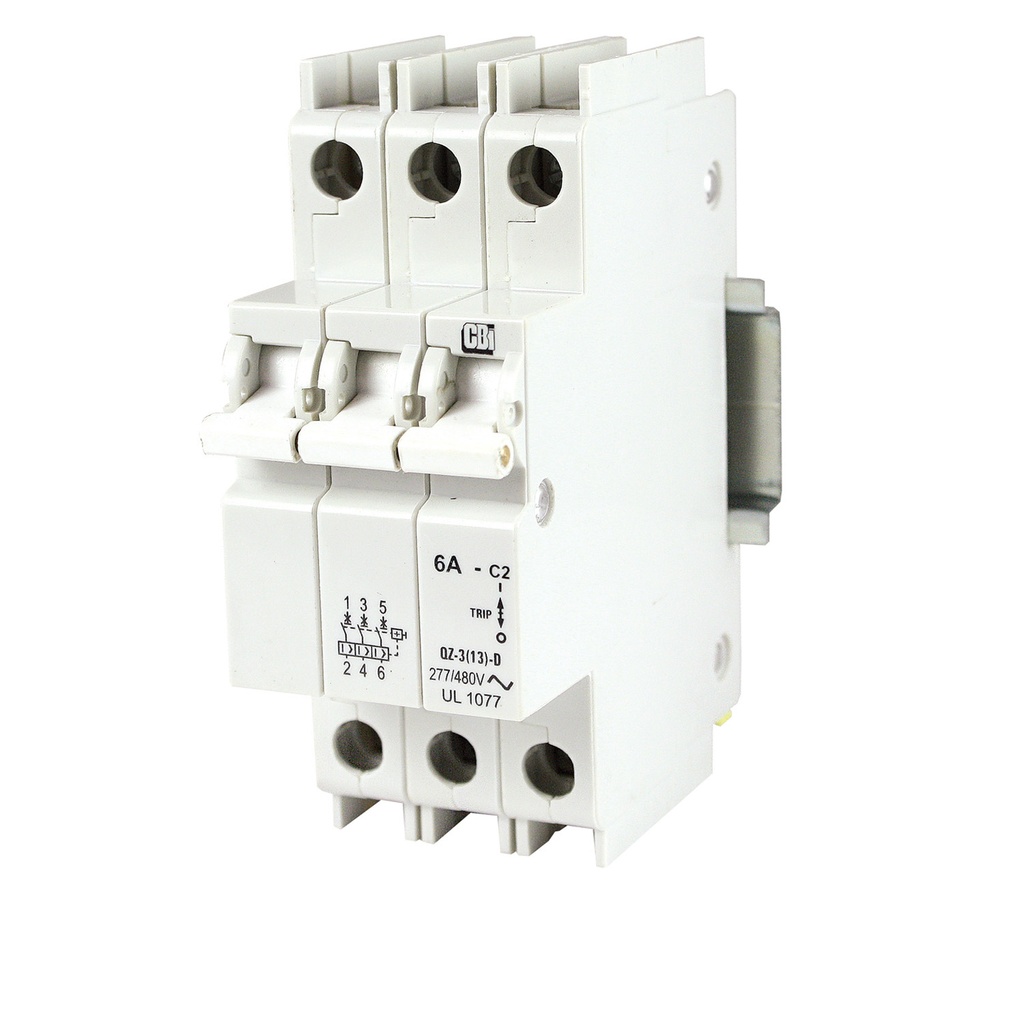 1 Amp, 3 Pole, 277/480 V AC, Trip Curve: D, DIN Rail Mount, UL 1077