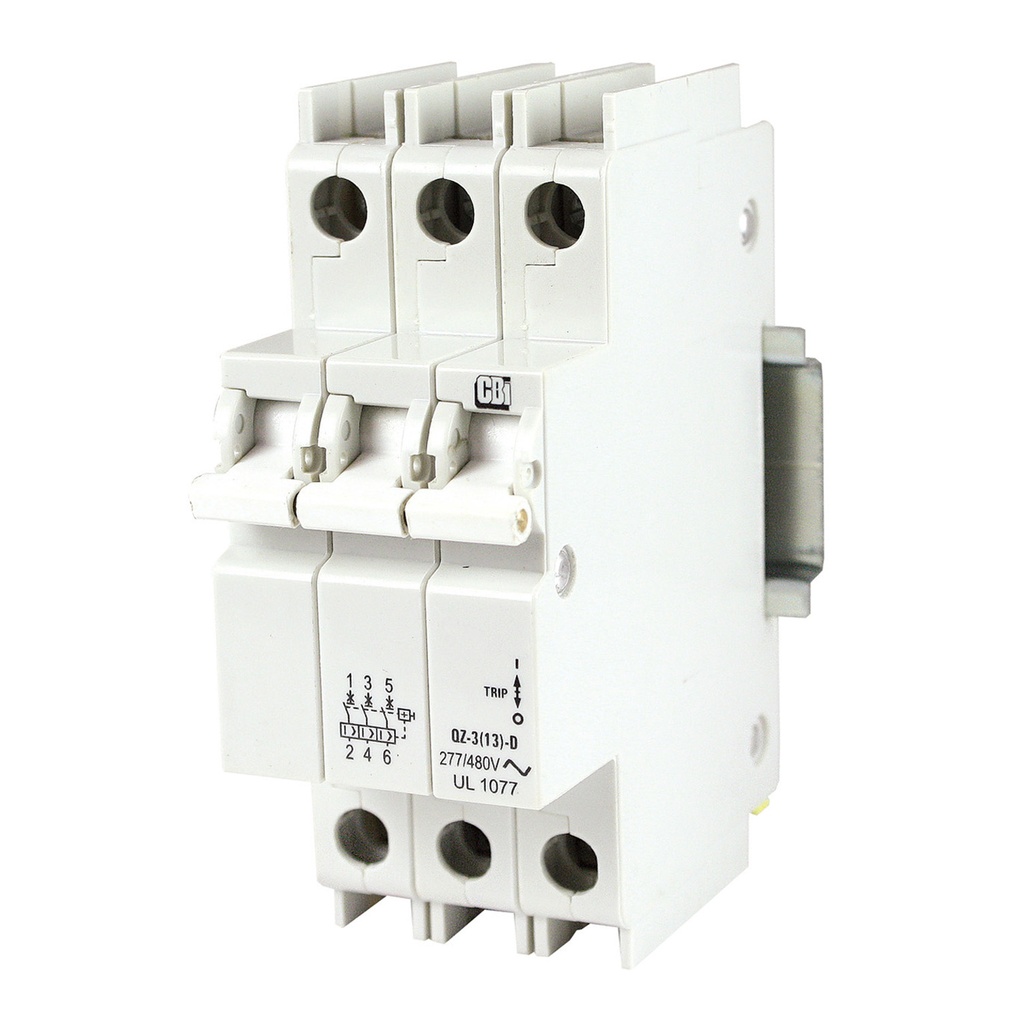 7 Amp 3 Pole Circuit Breaker, 277/480 V AC, DIN Rail Mounted, Long Trip Curve, 5 kA, UL 1077