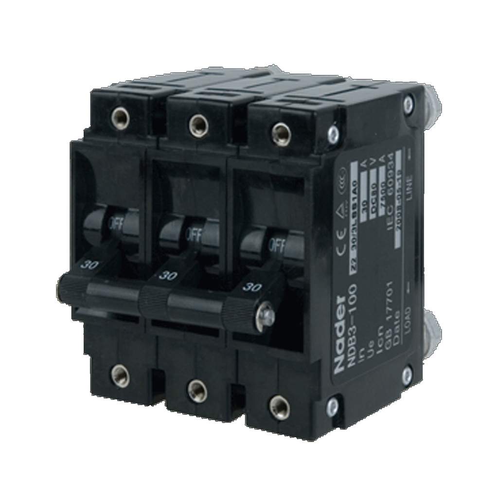 6 Amp, 3 Pole, 480V AC, Trip Curve: C, Rack & Panel Mount Screw, Hydraulic Magnetic Circuit Breaker, UL1077