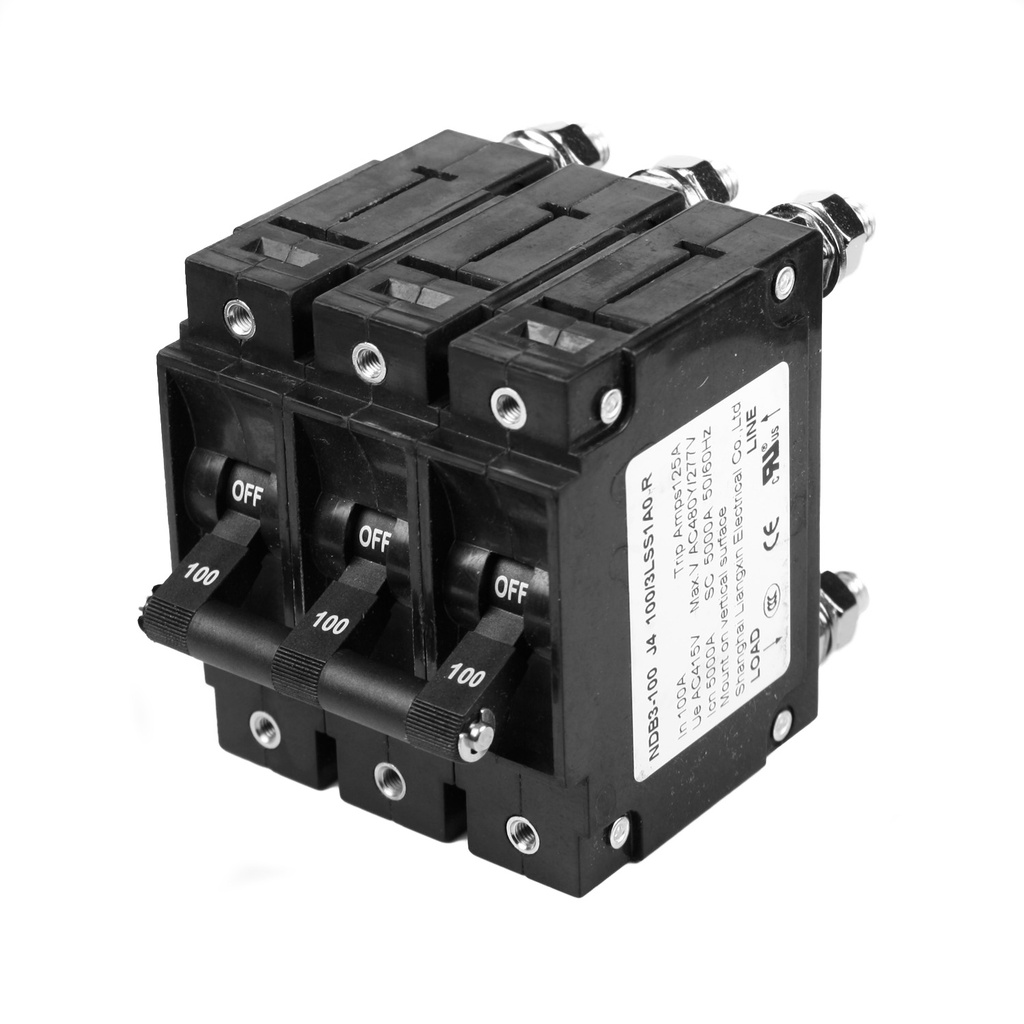 90 Amp, 3 Pole, 80V DC, Trip Curve: C, Rack & Panel Mount Screw, Hydraulic Magnetic Circuit Breaker, UL489