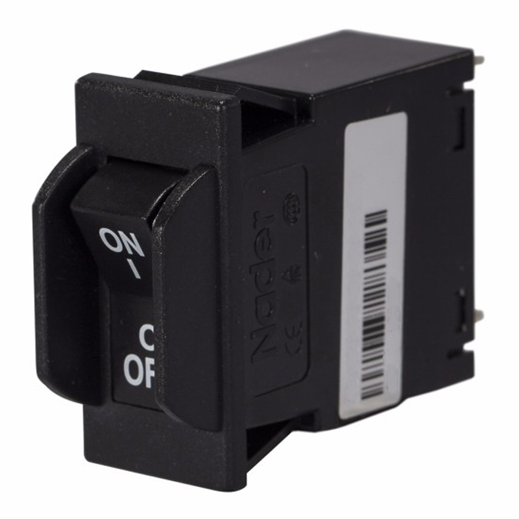 10 Amp, 1 Pole, 80V DC, Trip Curve C, Snap-In Panel Mount Rocker Switch Circuit Breaker, UL489A