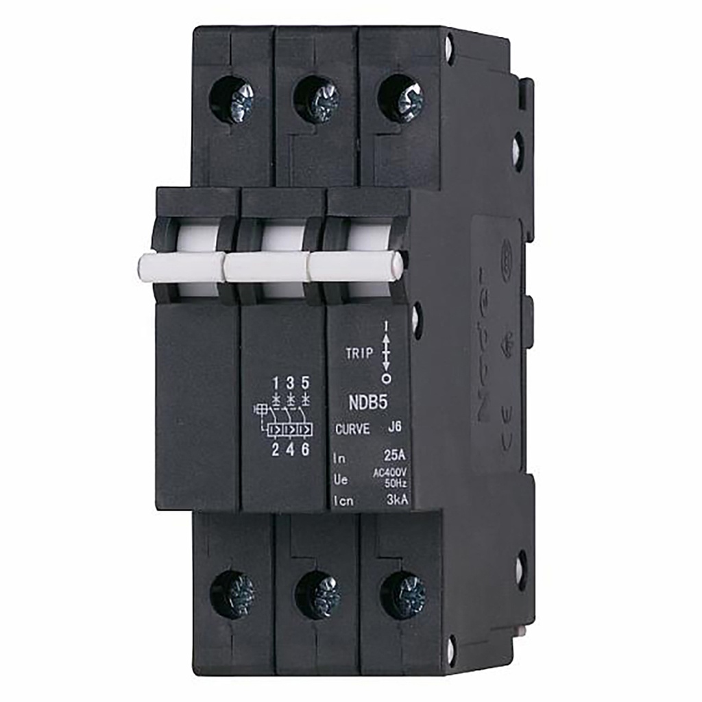 10 Amp, 3 Pole, 277/480V AC, Trip Curve: C, DIN Rail Mount-Hydraulic-Magnetic Circuit Breaker, UL1077