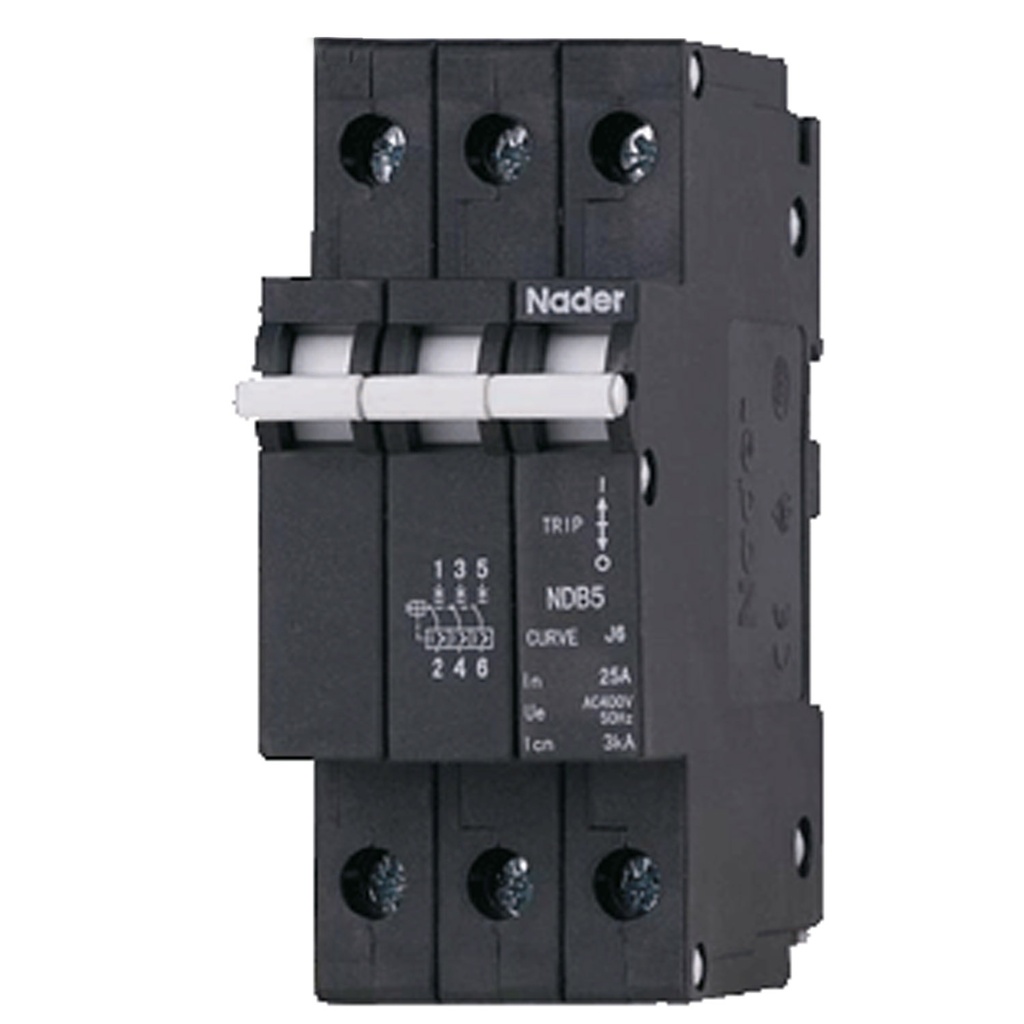 30 Amp, 3 Pole, 277/480V AC, Trip Curve: C, DIN Rail Mount-Hydraulic-Magnetic Circuit Breaker, UL1077