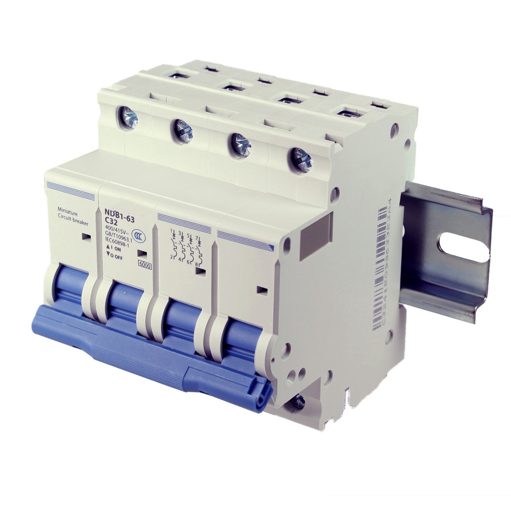 32 Amp, 4 Pole, 400V AC, Trip Curve: C, DIN Rail Mount-Miniature Circuit Breaker