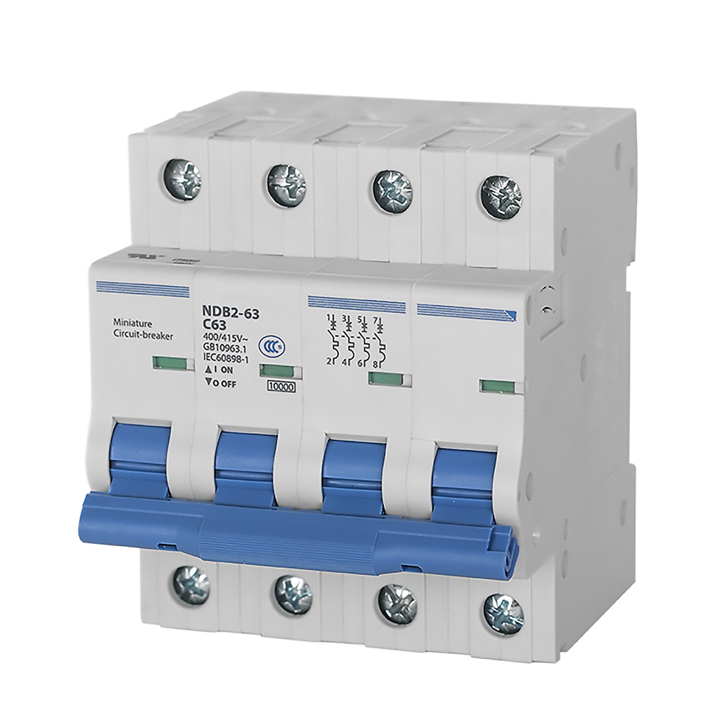 40 Amp, 4 Pole, 480V AC, Trip Curve: D, DIN Rail Mount-Miniature Circuit Breaker, UL1077