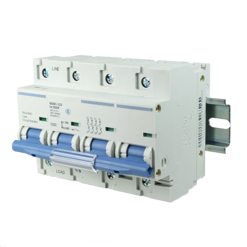 100 Amp, 4 Pole, 480V AC, 60V DC, Trip Curve: D, DIN Rail Mount-Miniature Circuit Breaker, UL1077