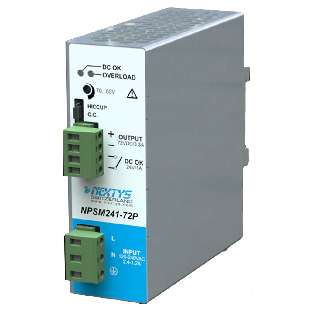 72Vdc DIN Rail Power Supply, 3.3A, ASINPSM241-72