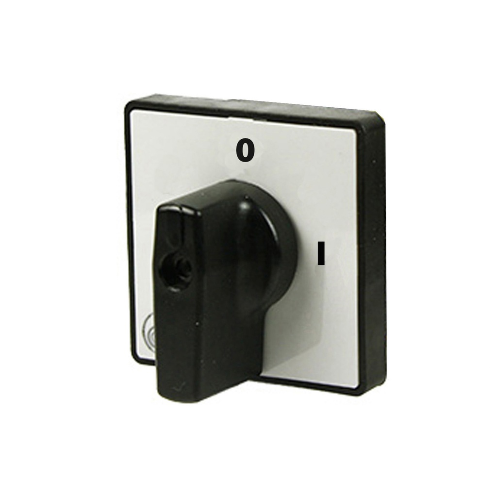 ASI 001-0001-1 Cam Switch Handle | 2-Position ON/OFF Dial | Black Knob, Gray Plate | IP65 Rated | Compatible with P012, P016, P020 Series (12 & 3 o’clock Position)