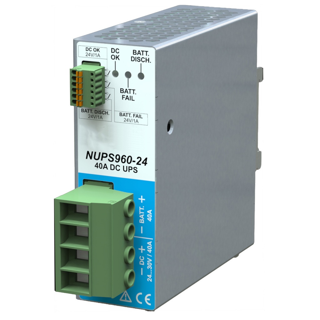 DIN Rail UPS 24V, 40A, Ultra Compact Housing