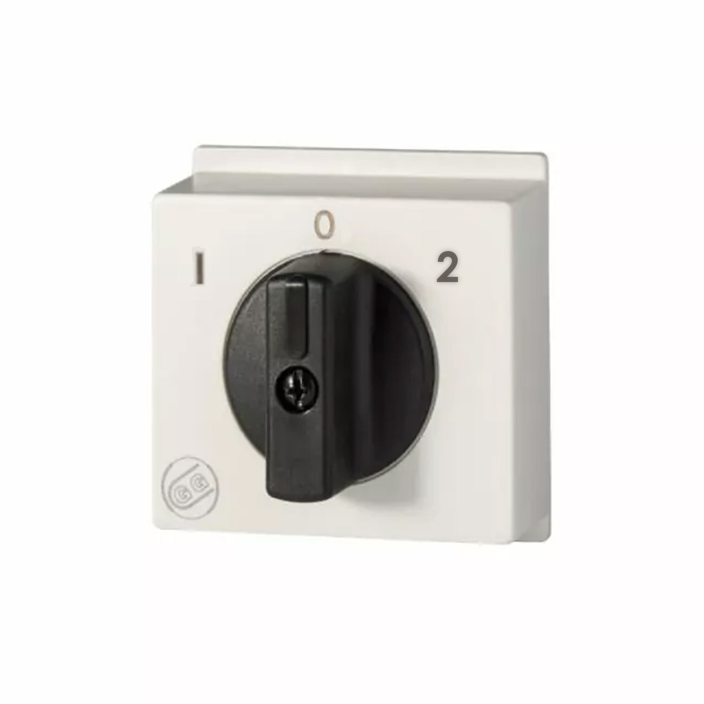 3 Position Handle for Changeover Switches 1-0-2, DIN Rail Mount, Non-Locking, Black Knob, Gray Plate, For P012-P016-P020