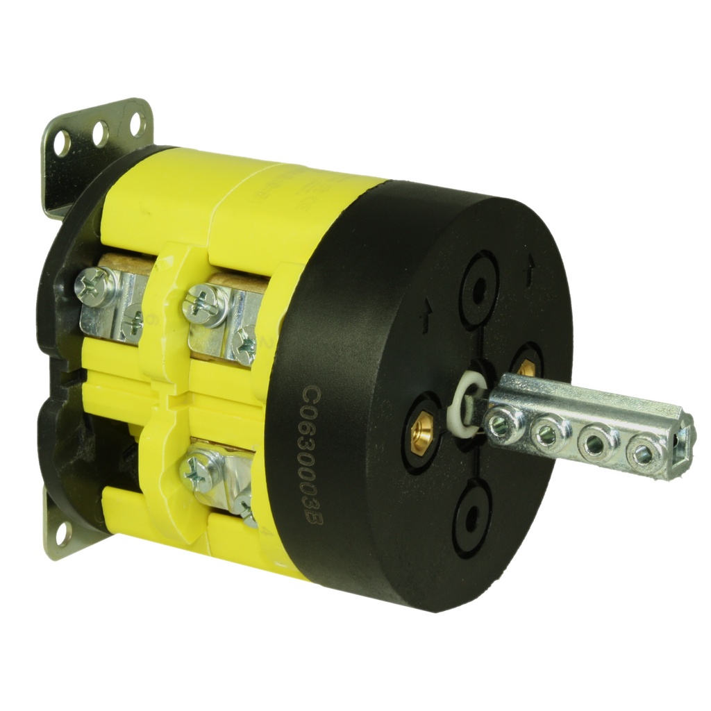 Rotary Cam Switch, 2 Position, On-Off, Load Break Switch, 3 Pole, 63A, 600 Vac, Base Panel Mount, C0630003B