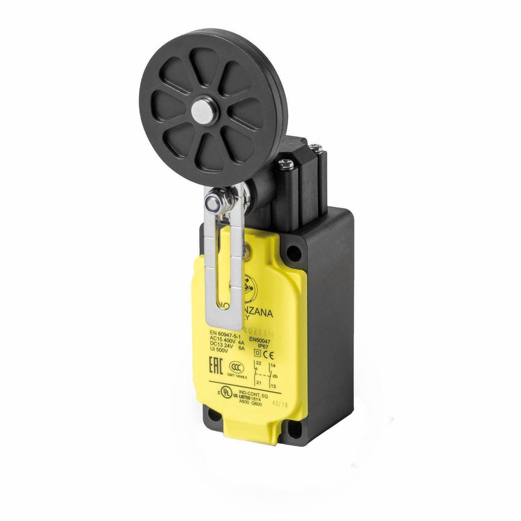Roller Limit Switch, Lever Limit Switch, 50 mm Roller, Adjustable Lever Length, 1NC-1NO Snap Action Contacts, NPT