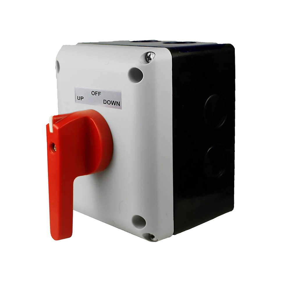 ASI P0202500S-EFRKIT 120/240V AC, 20A, 2HP, Single-Phase Boat Lift Switch | Motor Reversing Switch with Front Mount Red Handle (Momentary)