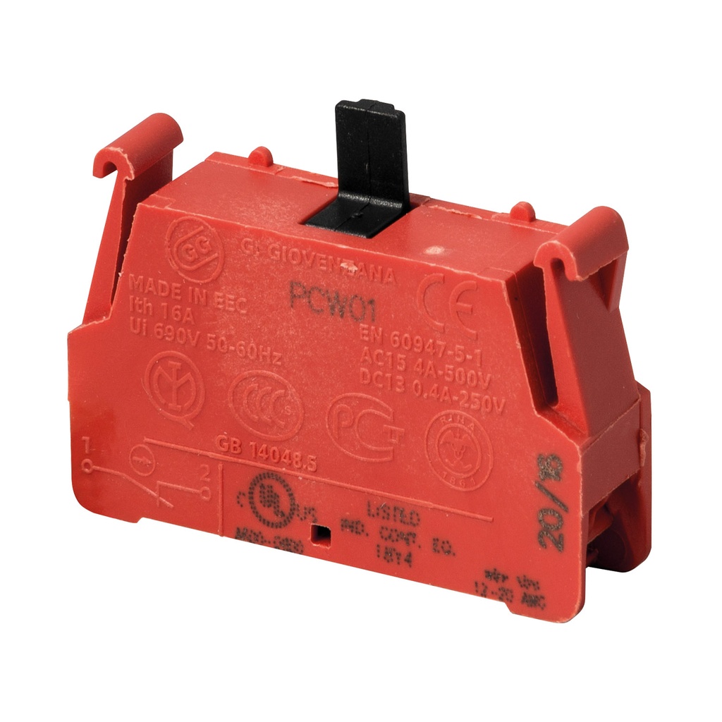 Contact Block w/Spring Terminals, 1NC, 10A, 600V  (RED)