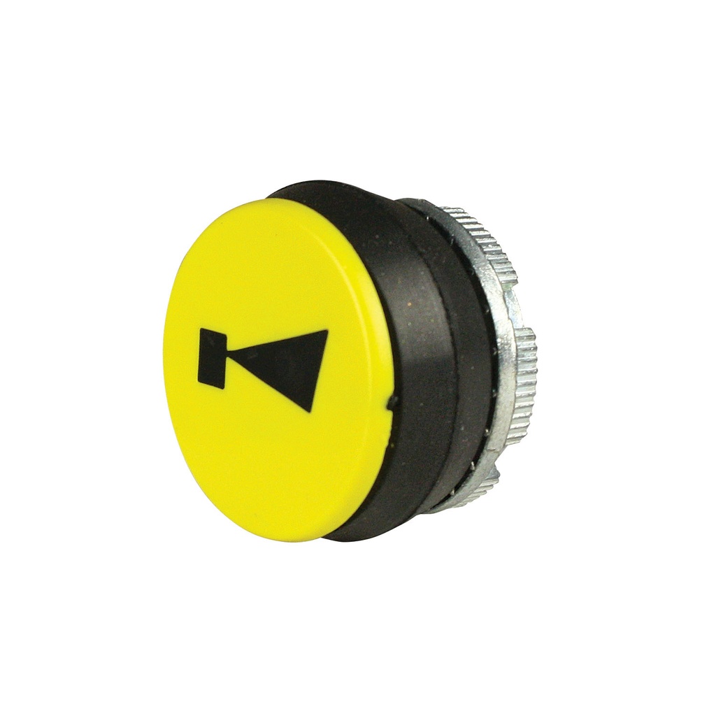 22mm Yellow Push Button with Black Alarm Symbol | Compatible with P02, P03, PL, PLB & TLP Series Pendant Stations