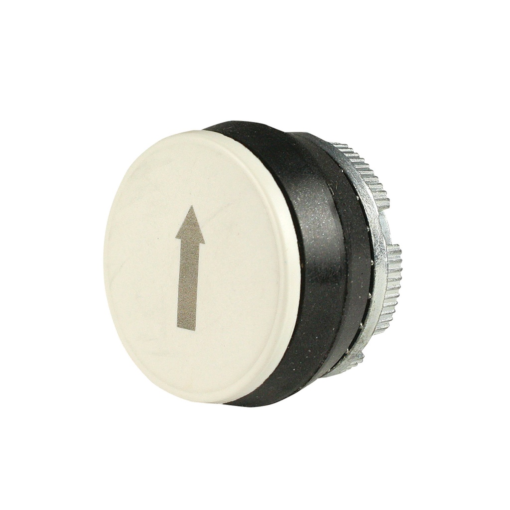 22mm White Push Button with Gray Up Arrow Symbol | Compatible with P02, P03, PL, PLB & TLP Series Pendant Stations