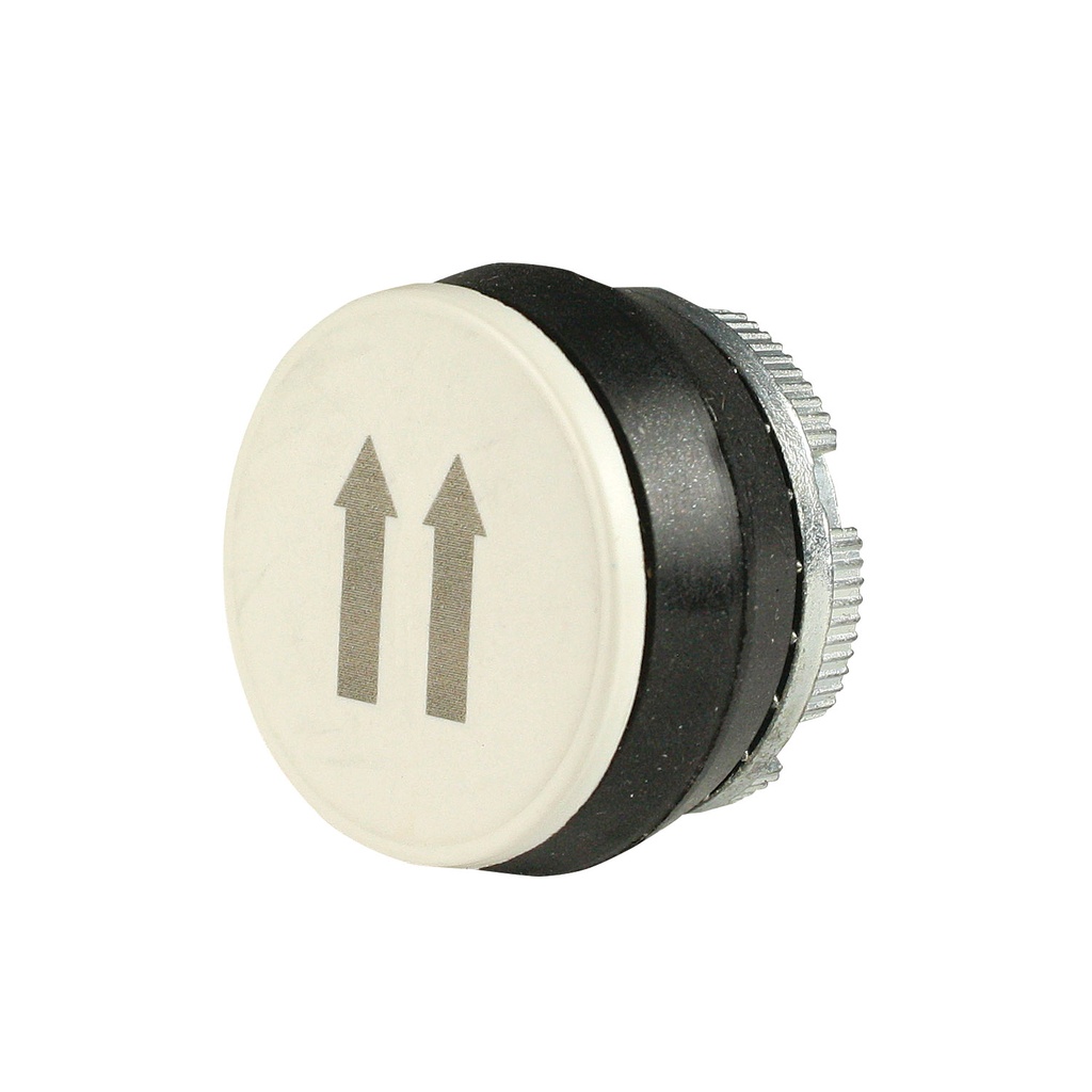 22mm White Push Button with Gray 2-Speed Up Arrow Symbol | Compatible with P02, P03, PL, PLB & TLP Series Pendant Stations