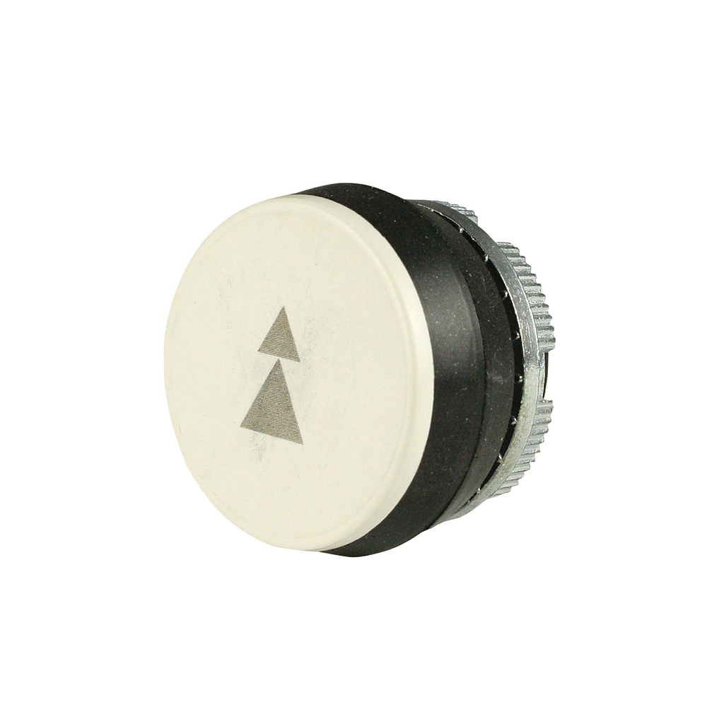 22mm White Push Button with Gray 2-Speed Up Arrow Symbol | Compatible with P02, P03, PL, PLB & TLP Series Pendant Stations