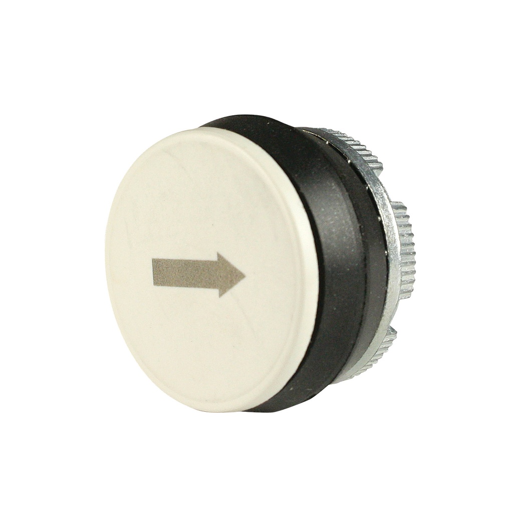 22mm White Push Button with Gray RIGHT Arrow Symbol | Compatible with P02, P03, PL, PLB & TLP Series Pendant Stations