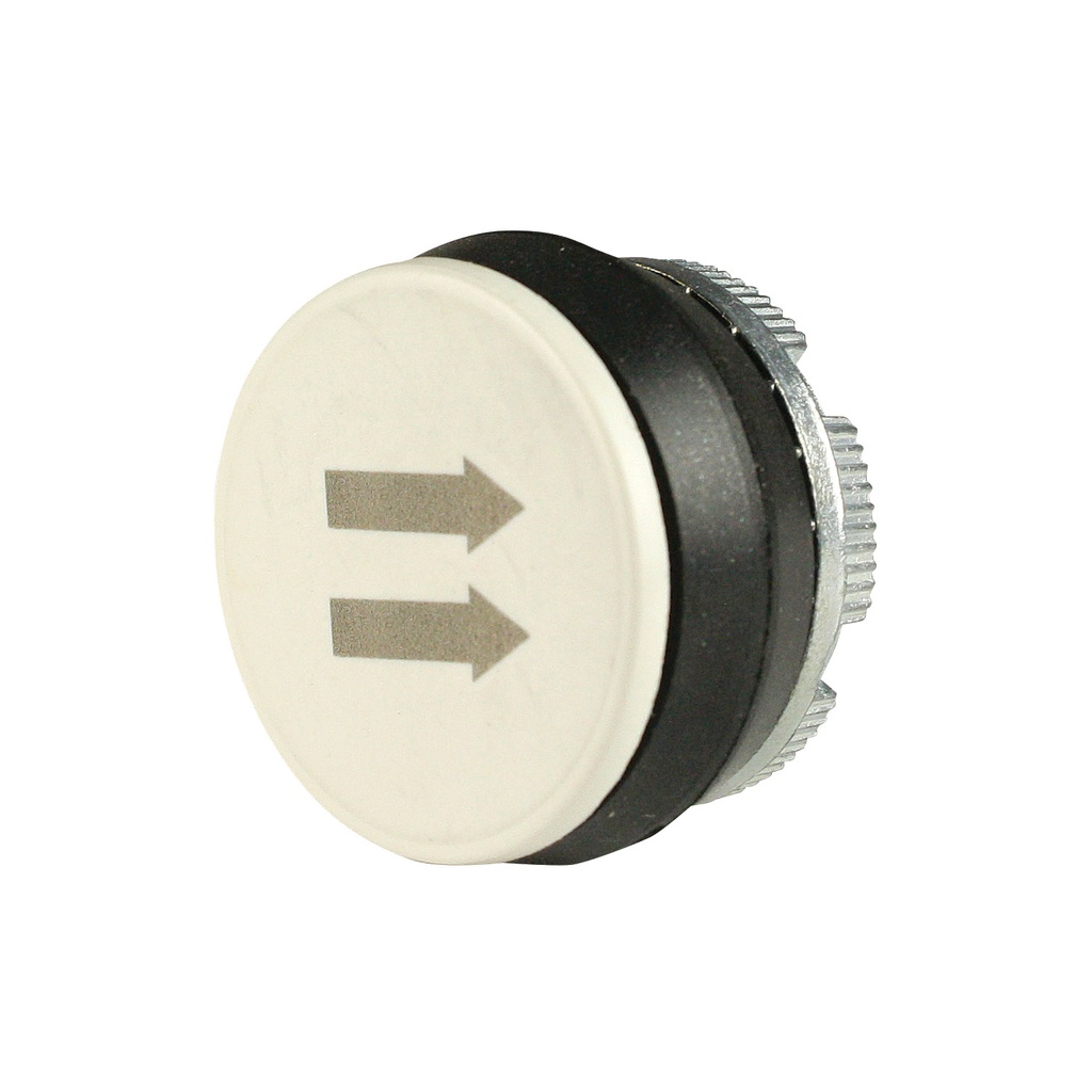 22mm White Push Button with Gray 2-Speed Right Arrow Symbol | Compatible with P02, P03, PL, PLB & TLP Series Pendant Stations