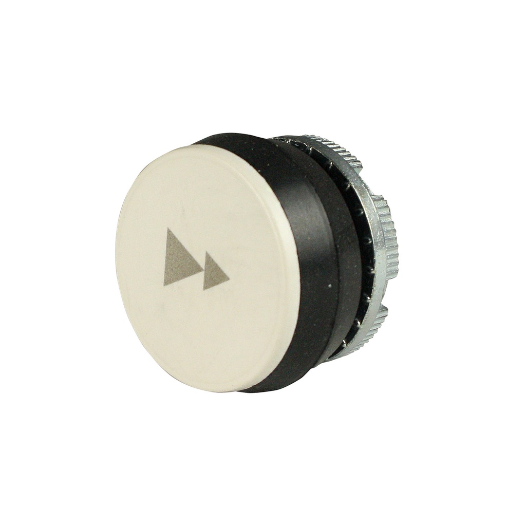 22mm White Push Button with Gray 2-Speed Right Arrow Symbol | Compatible with P02, P03, PL, PLB & TLP Series Pendant Stations