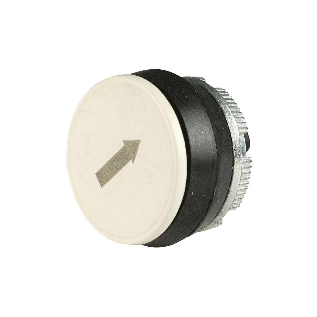 Pendant Station Push Button, White with Gray 45° Clockwise (Forward Rotation) Arrow, 22mm (P02, P03, PL, PLB and TLP Series Pendant Stations)