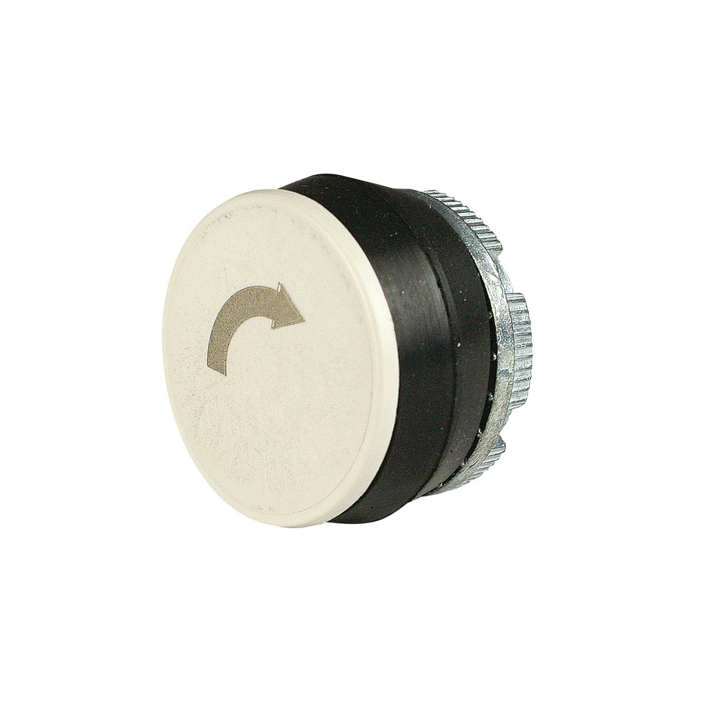 22mm White Push Button with Gray Clockwise Arrow Symbol | Compatible with P02, P03, PL, PLB & TLP Series Pendant Stations