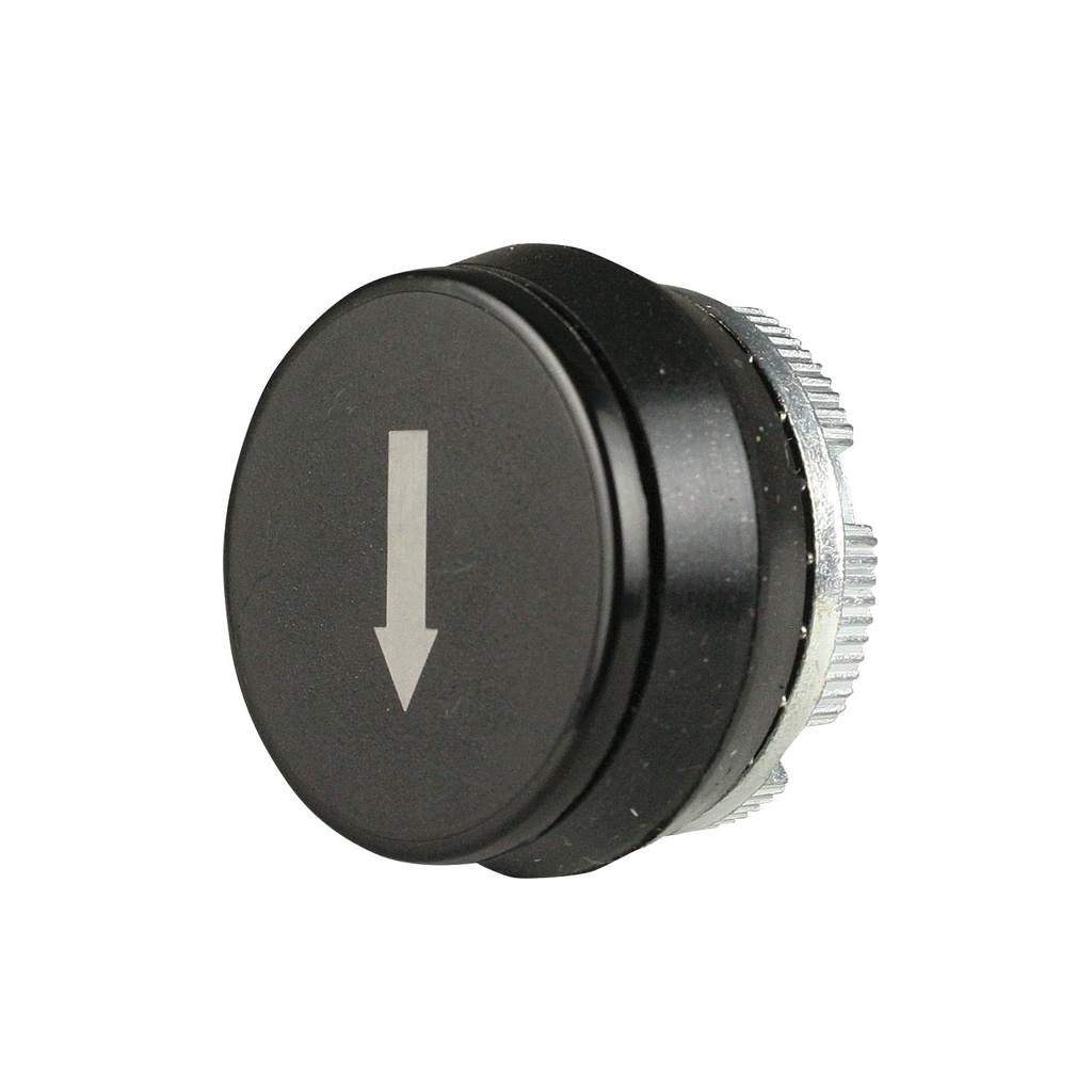 22mm Black Push Button with White Down Arrow Symbol | Compatible with P02, P03, PL, PLB & TLP Series Pendant Stations